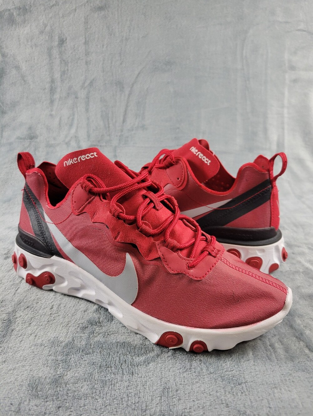Nike React Element 55 Team Red Sneakers Men Size 9 BQ6166-601